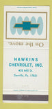 Matchbook Cover - Hawkins Chevrolet Danville PA 30 Strike