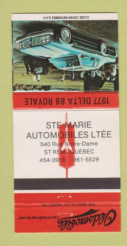 Matchbook Cover - 1977 Oldsmobile Delta Ste Marie St Remi QC 30 Strike