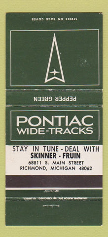 Matchbook Cover - Skinner Fruin Pontiac Richmond MI Pepper Green  30 Strike