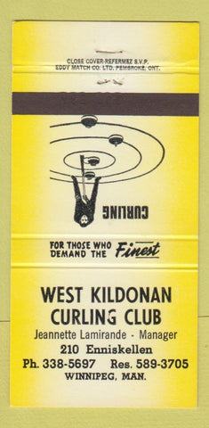 Matchbook Cover - West Kildonan Culring Club Winnipeg MB 30 Strike
