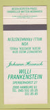 Matchbook Cover - Willi Frankenstein Hamburg  30 Strike