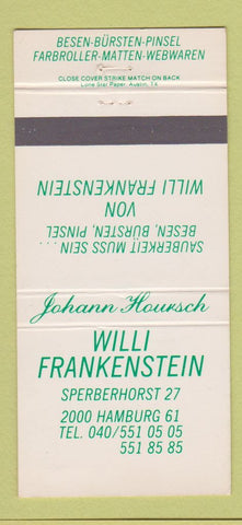 Matchbook Cover - Willi Frankenstein Hamburg  30 Strike