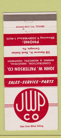 Matchbook Cover - John W Patterson Construction Equipment Carnegie PA 30 Strike