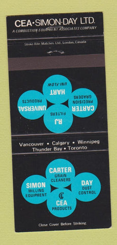 Matchbook Cover - CEA Simond Day Vancouver Calgary Winnipeg Toronto 30 Strike