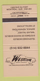 Matchbook Cover - Weston Mobile Phones Walkie Talkies Montreal QC 30 Strike