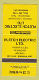 Matchbook Cover - Pletch Electric Wingham ON 30 Strike