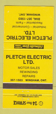 Matchbook Cover - Pletch Electric Wingham ON 30 Strike