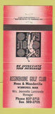 Matchbook Cover - Assiboine Golf Club Winnipeg MB 30 Strike