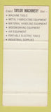 Matchbook Cover - TS Taylor Machinery Winnipeg MB 30 Strike