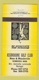 Matchbook Cover - Assiboine Golf Club Winnipeg MB YELLOW 30 Strike
