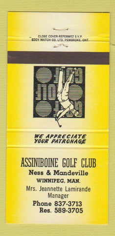 Matchbook Cover - Assiboine Golf Club Winnipeg MB YELLOW 30 Strike