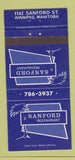 Matchbook Cover - Sanford Restaurant Winnipeg MB 30 Strike