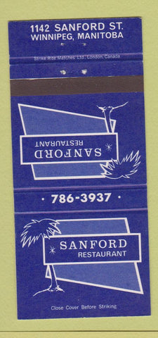 Matchbook Cover - Sanford Restaurant Winnipeg MB 30 Strike