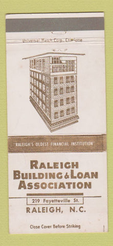 Matchbook Cover - Raleigh Building and Loan NC 30 Strike