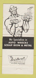 Matchbook Cover - Heggie Auto Wrecking Iron Metal Dorchester MA 30 Strike