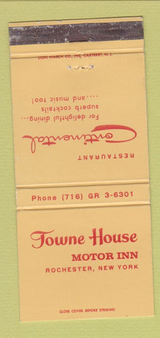 Matchbook Cover - Towne House Motor Inn Rochester NY WEAR 30 Strike