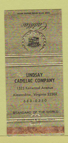 Matchbook Cover - Lindsay Cadillac Alexandria VA WORN 30 Strike
