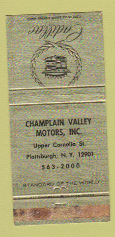 Matchbook Cover - Champlain Valley Cadillac Plattsburg NY WORN 30 Strike