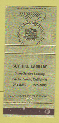 Matchbook Cover - Guy Hill Cadillac Pacific Beach CA WEAR 30 Strike