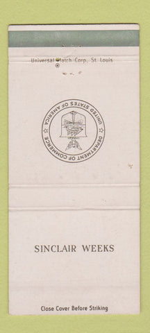Matchbook Cover - Department of Commerce US Sinclair Weeks WEAR 30 Strike