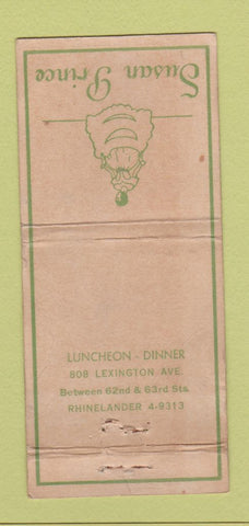 Matchbook Cover - Susan Prince Restaurant New York City WORN 30 Strike