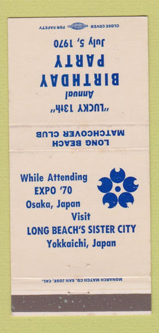 Matchbook Cover - Long Beach Match Club CA 1970 Birthday Party 30 Strike