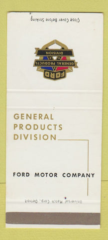 Matchbook Cover - Ford General Products Division Motors SAMPLE 30 Strike