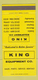 Matchbook Cover - King Equipment Dublin Monroe Dayton Cincinnati OH 30 Strike