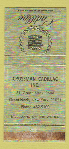 Matchbook Cover - Crossman Cadillac Great Neck NY WORN 30 Strike