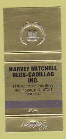 Matchbook Cover - Harvey Mitchell Oldsmobile Cadillac Burlington NC 30 Strike