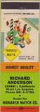 Matchbook Cover - Richard Anderson Monarch Match West Los Angeles CA