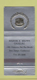 Matchbook Cover - Marvin Brown Cadillac San Diego CA  30 Strike