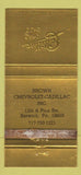 Matchbook Cover - Brown Chevrolet Cadillac Berwick PA 1977 WORN 30 Strike