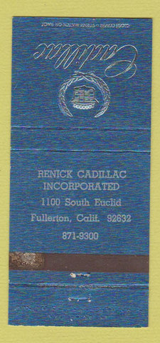 Matchbook Cover - Renick Cadillac Fullerton CA WEAR 30 Strike