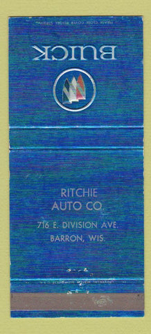 Matchbook Cover - Ritchie Auto Buick Barron WI 30 Strike