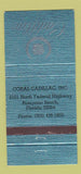 Matchbook Cover - Coral Cadillac Pompano Beach FL 30 Strike
