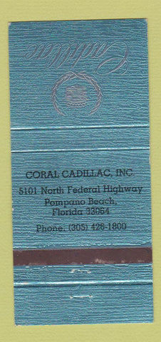Matchbook Cover - Coral Cadillac Pompano Beach FL 30 Strike