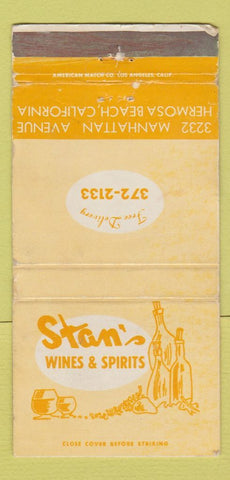 Matchbook Cover - Stan's Wines Spirits Hermosa Beach CA WEAR 30 Strike