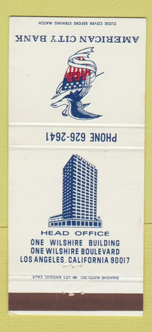 Matchbook Cover - American City Bank Los Angeles CA 30 Strike