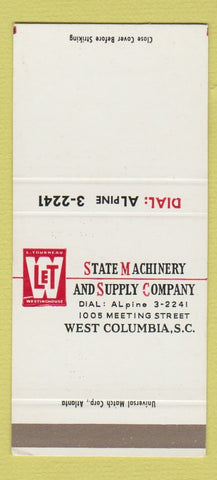 Matchbook Cover - State Machinery Supply West Columbia SC SAMPLE 30 Strike