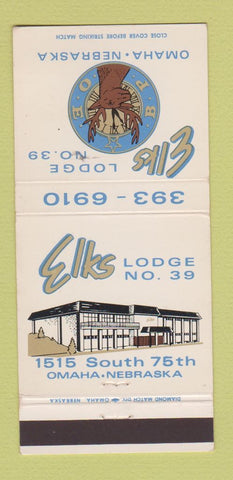 Matchbook Cover - Elks Lodge Omaha NE 30 Strike
