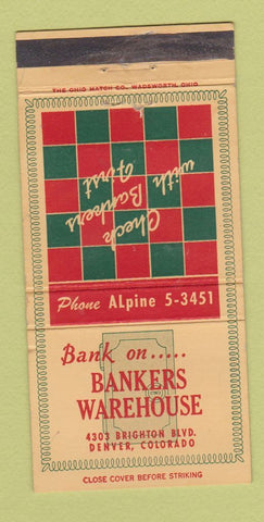 Matchbook Cover - Bankers Warehouse Denver Colorado 30 Strike