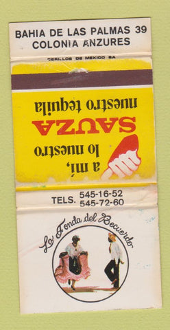Matchbook Cover - Sauza Tequila Colonia Anzures WORN 30 Strike