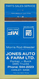 Matchbook Cover - Massey Ferguson Tractors GM Hanley SK Jones Auto 30 Strike