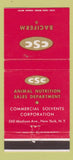 Matchbook Cover - Commercial Solvents Animal Nutrition New York City 30 Strike