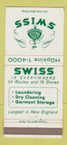 Matchbook Cover - Swiss Laundry Dry Cleaning New England 30 Strike