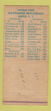 Matchbook Cover - Mayflower Restaurant Sumter SC  30 Strike