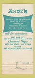 Matchbook Cover - Andy's Salt Lake City Denver Colorado restaurant 30 Strike