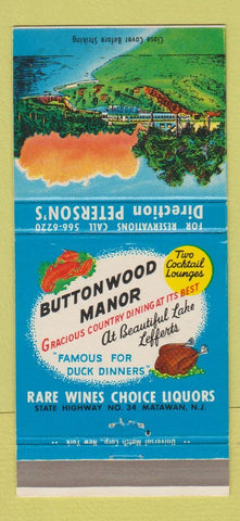 Matchbook Cover - Buttonwood Manor Matawan NJ 30 Strike
