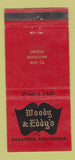Matchbook Cover - Woody & Eddy's Pasadena CA 30 Strike